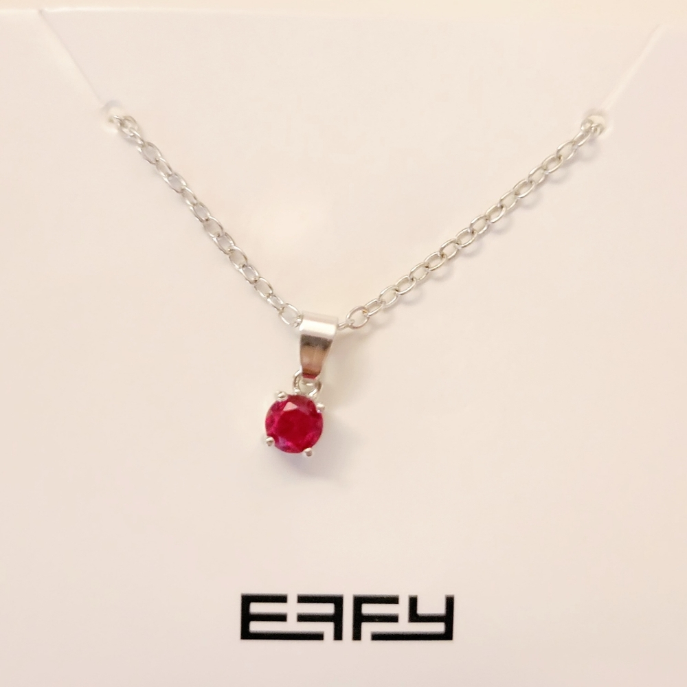 EFFY Silvertone Necklace with Red Stone NEW